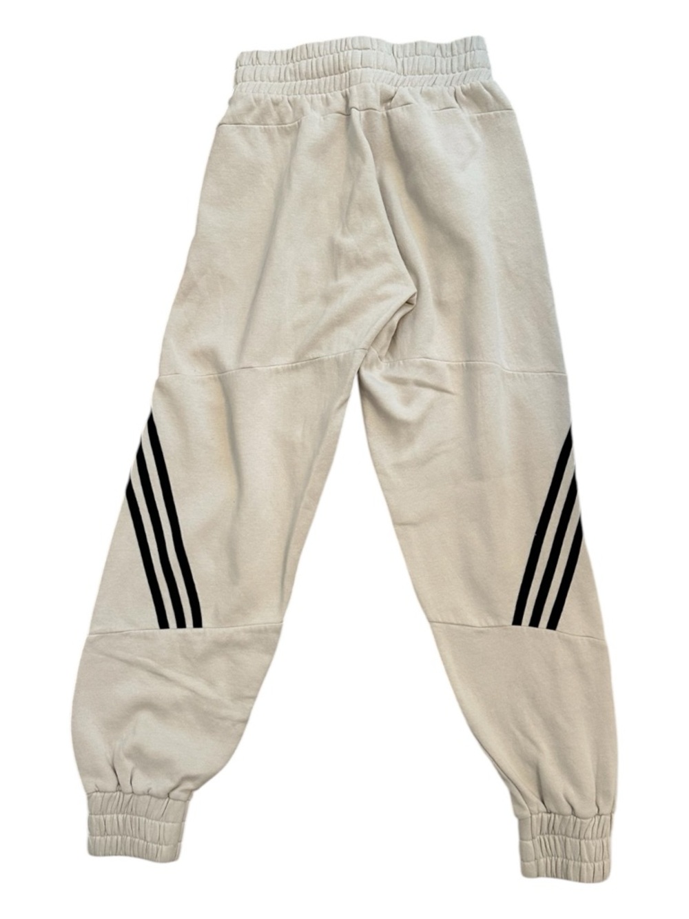 adidas Cream Fleece Sweatpants with Black Stripes - Picture 2 of 8